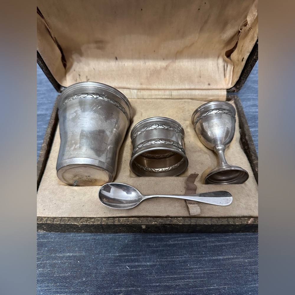 Silver Plated Baby Set Art Nouveau